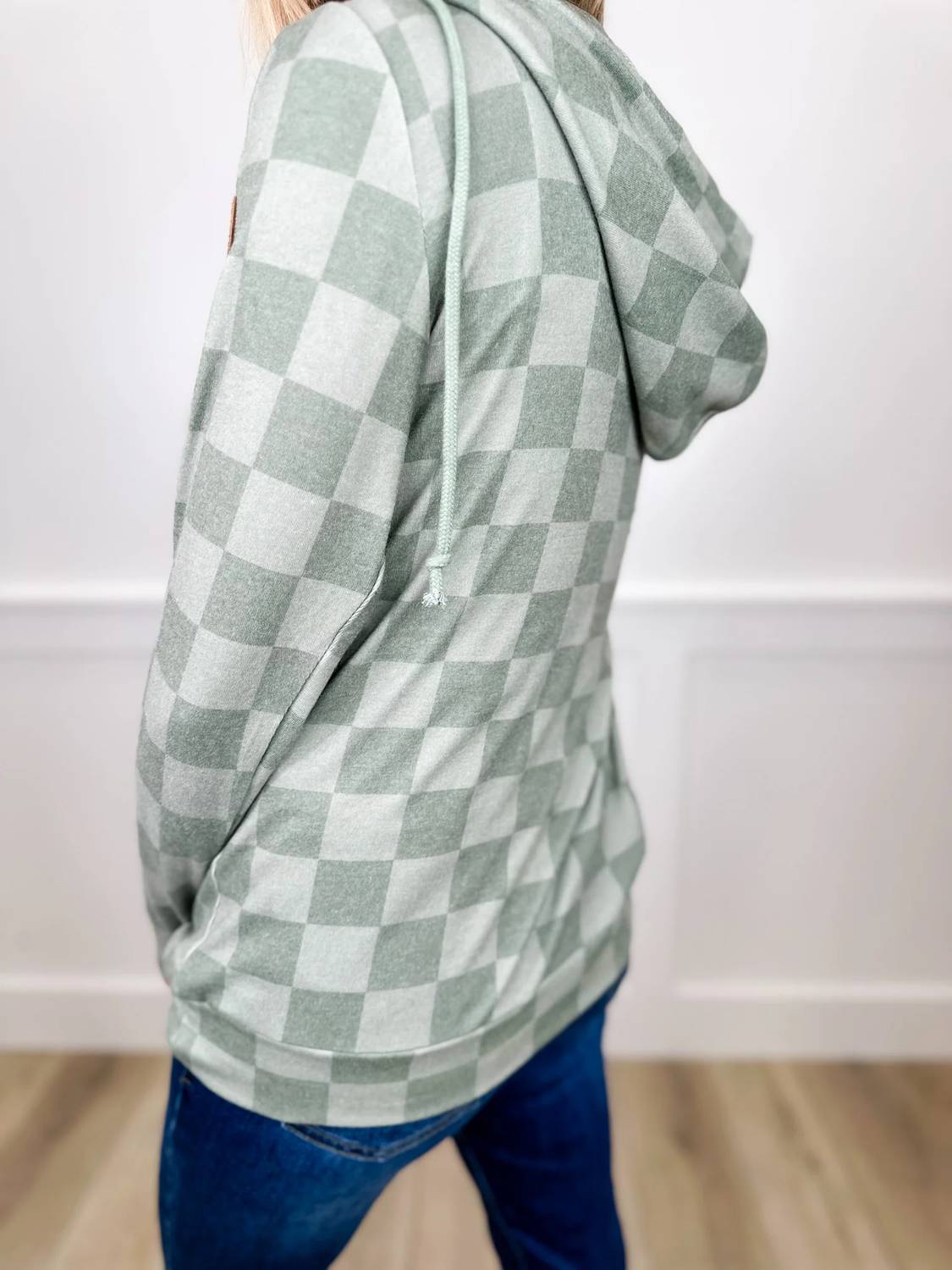 Michelle Mae - Checkered Half Zip Hoodie Sweatshirt