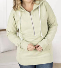 Michelle Mae - Vintage Wash HalfZip Hoodies - clothing - green - hoodies