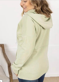 Michelle Mae - Vintage Wash HalfZip Hoodies - clothing - green - hoodies