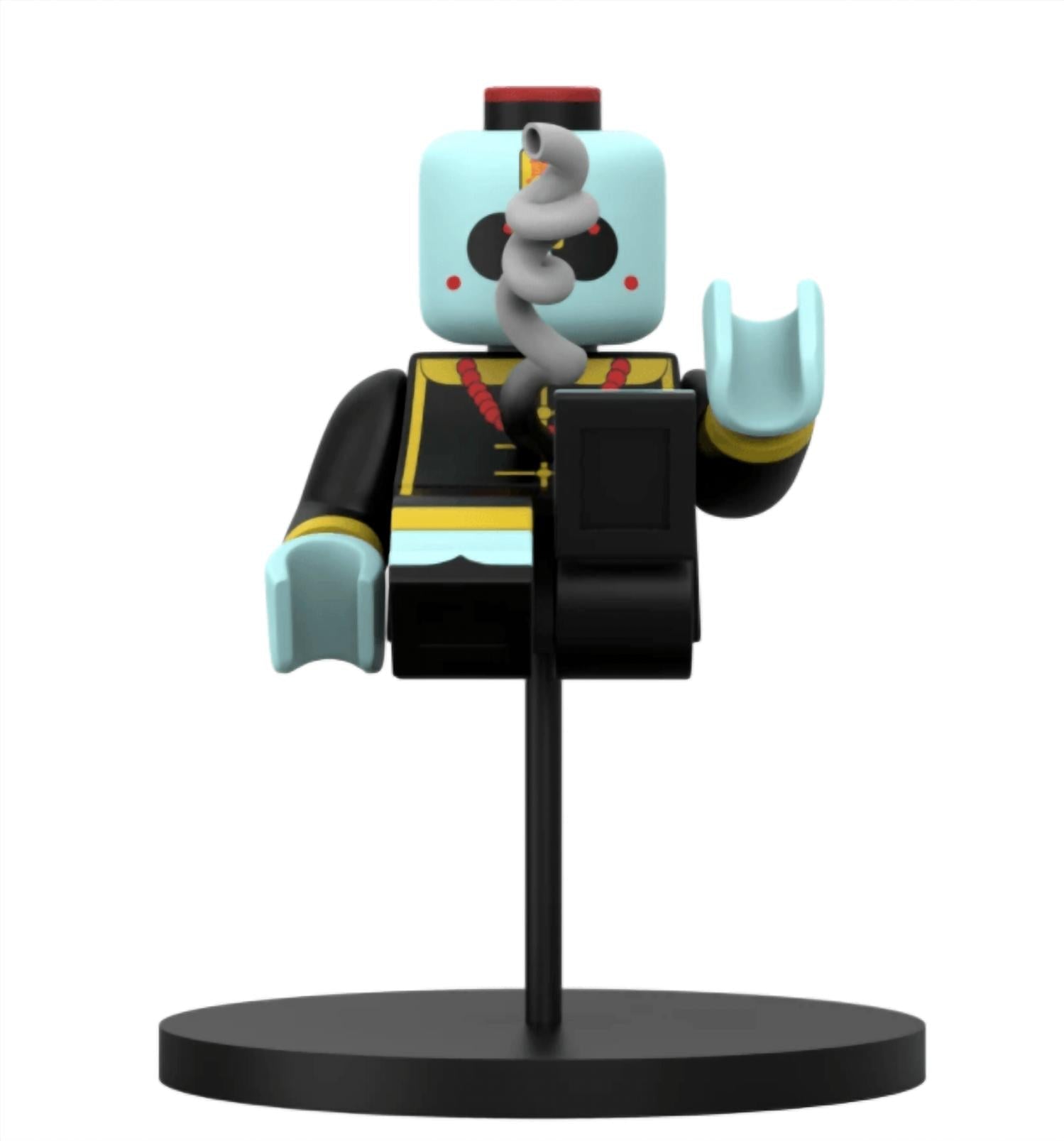 Mighty Jaxx - Jason Freeny Brick Baby - Jiang Shi Edition - accents - artwork - blue