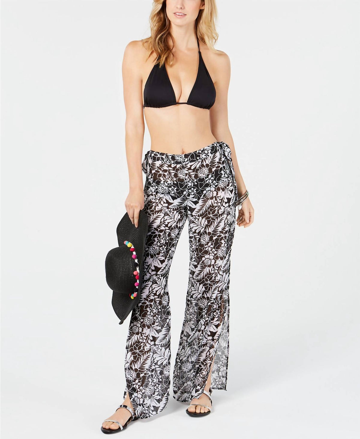 Miken - Side Slit Chiffon Cover Up Pants