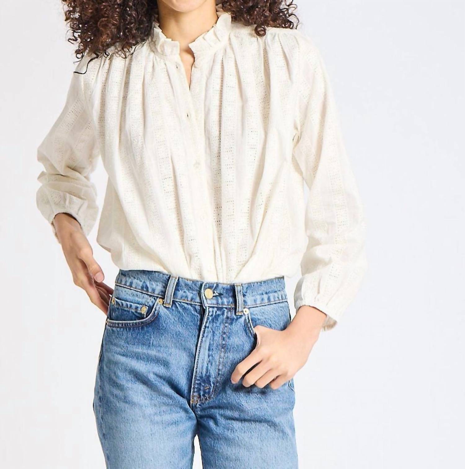 Mille - Francesca Eyelet Top - button - down - shirts - clothing - shirts
