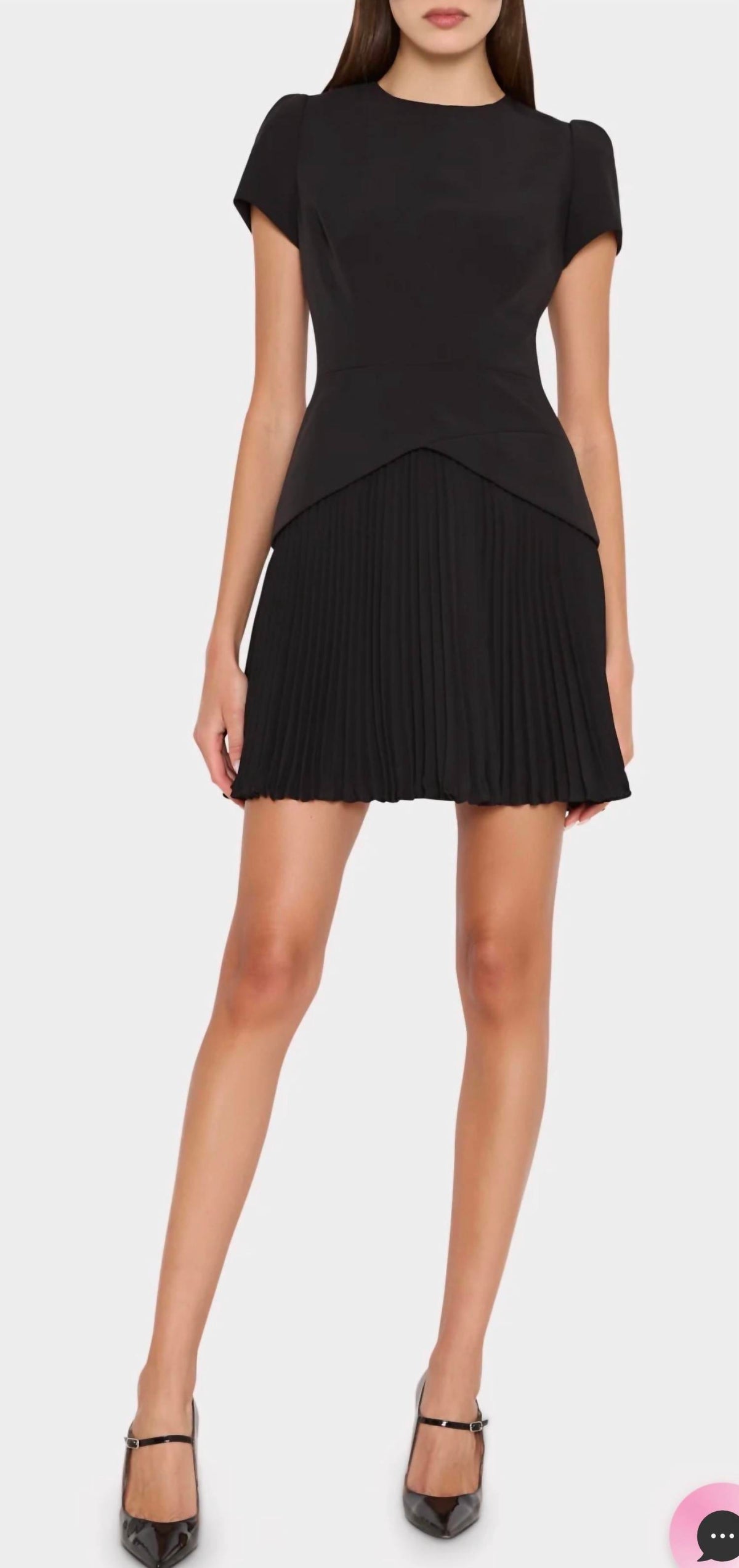 Milly - Haddy Pleated Short Sleeve Mini Dress