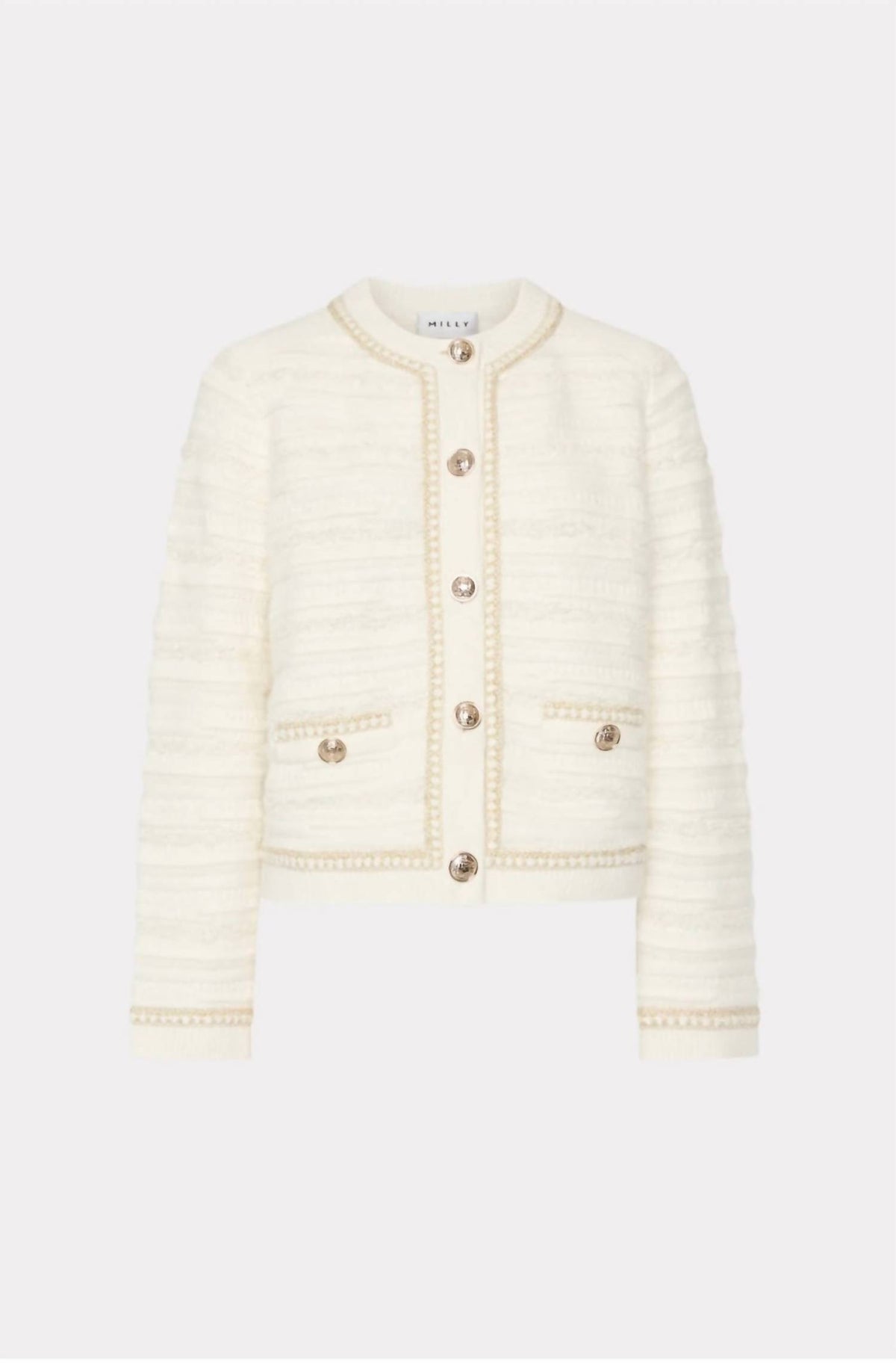 Milly - Metallic Textured Knit Jacket