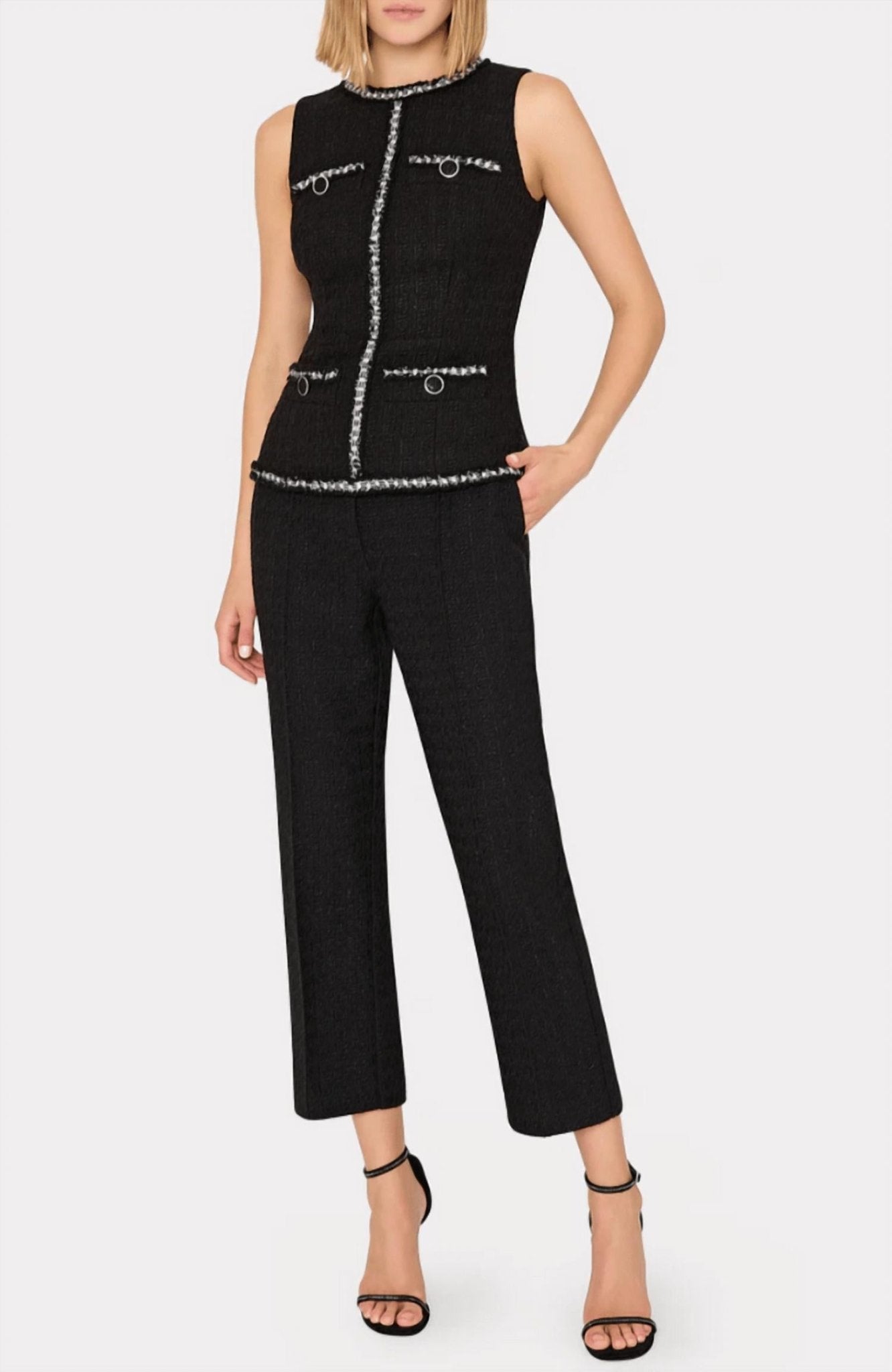 Milly - Nette Boucle Shell Top - black - blouses - clothing