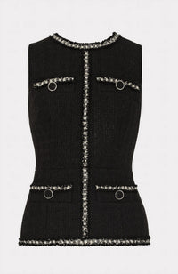 Milly - Nette Boucle Shell Top - black - blouses - clothing