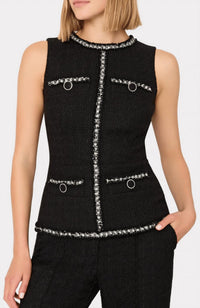 Milly - Nette Boucle Shell Top - black - blouses - clothing