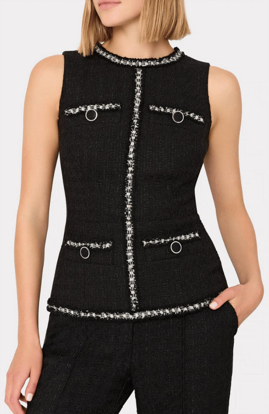 Milly - Nette Boucle Shell Top - black - blouses - clothing