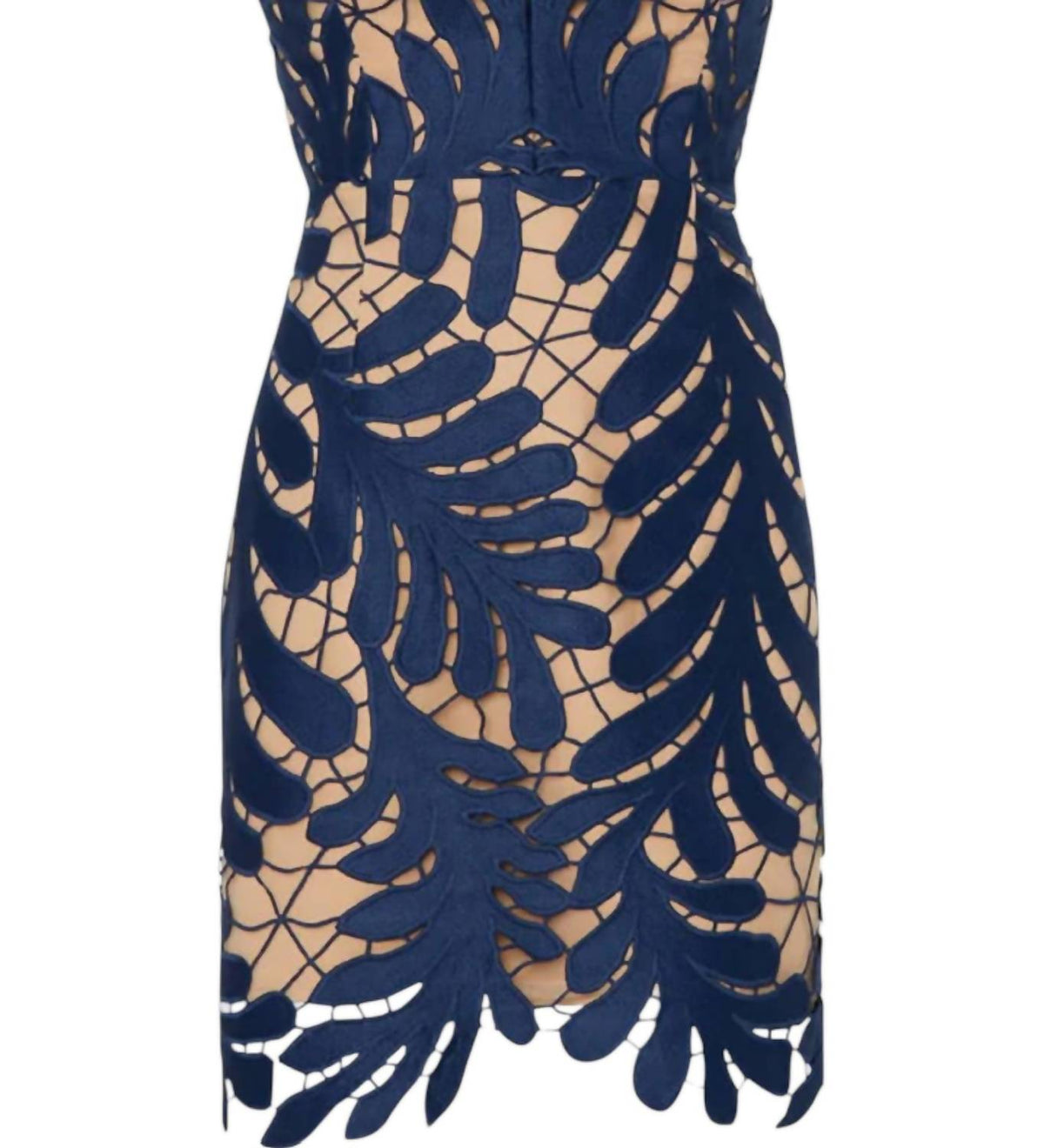 Milly - Osianna Strapless Leaf Lace Mini Dress