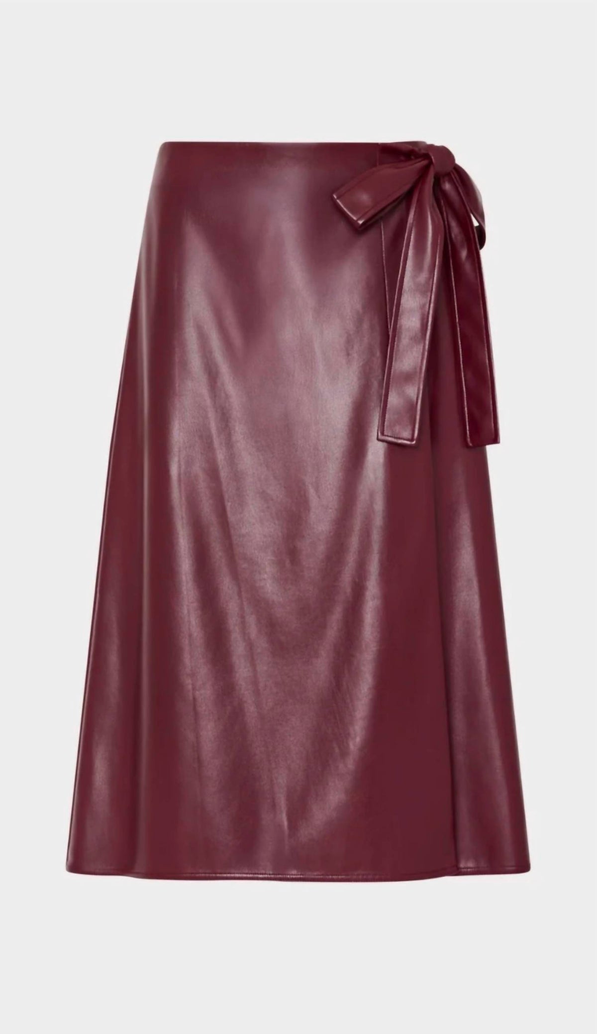 Milly - Women Vegan Leather Bow Midi Skirt