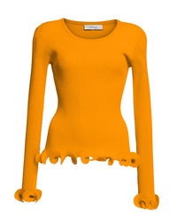Wired Edge Ribbed Knit Pullover Sweater
