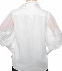 Milva Mi - Sheer Lace Sleeve Blouse