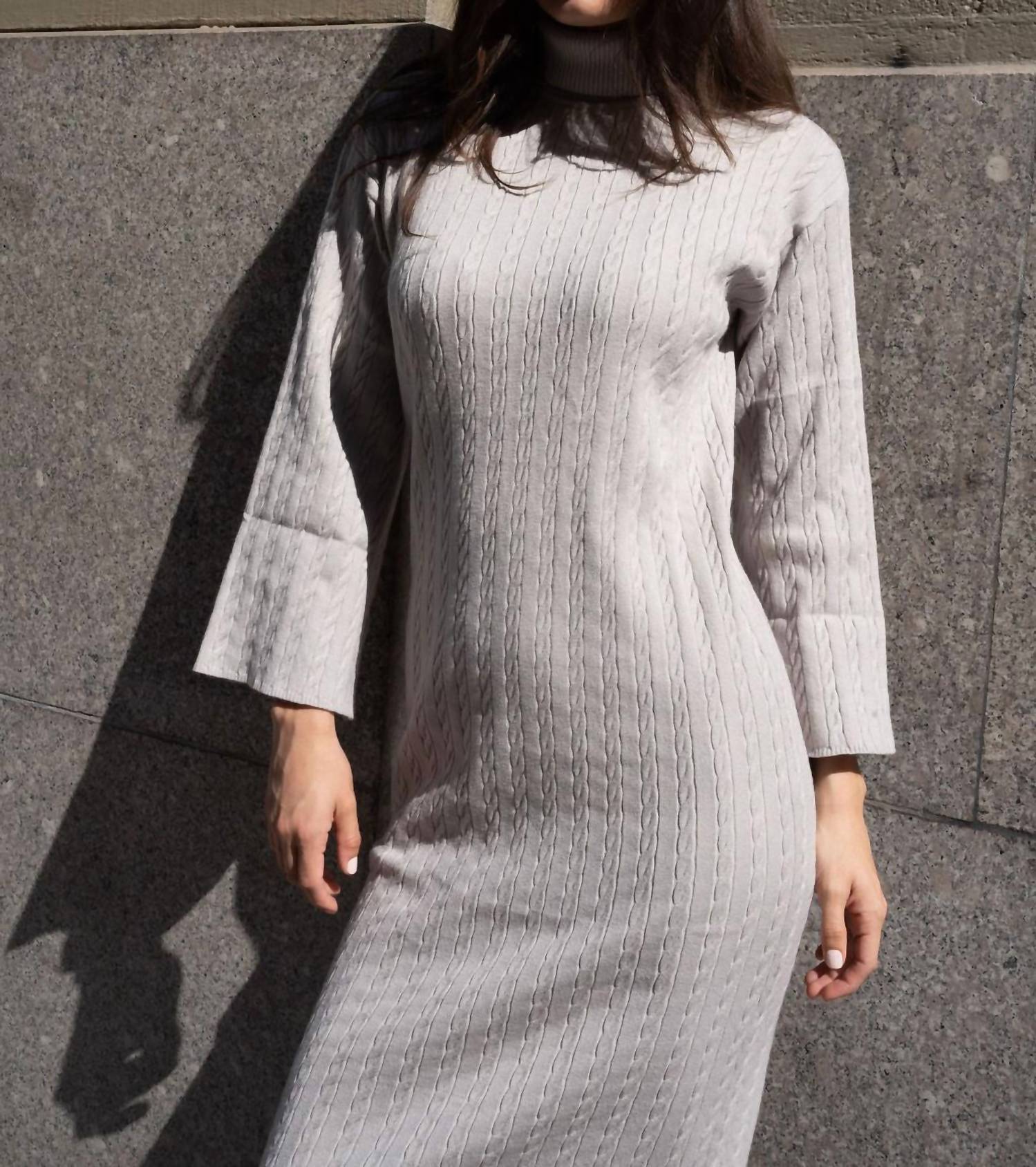 Mima Rosso - Cable Knit Bell Sleeve Dress - clothing - directbrandpartner - dresses