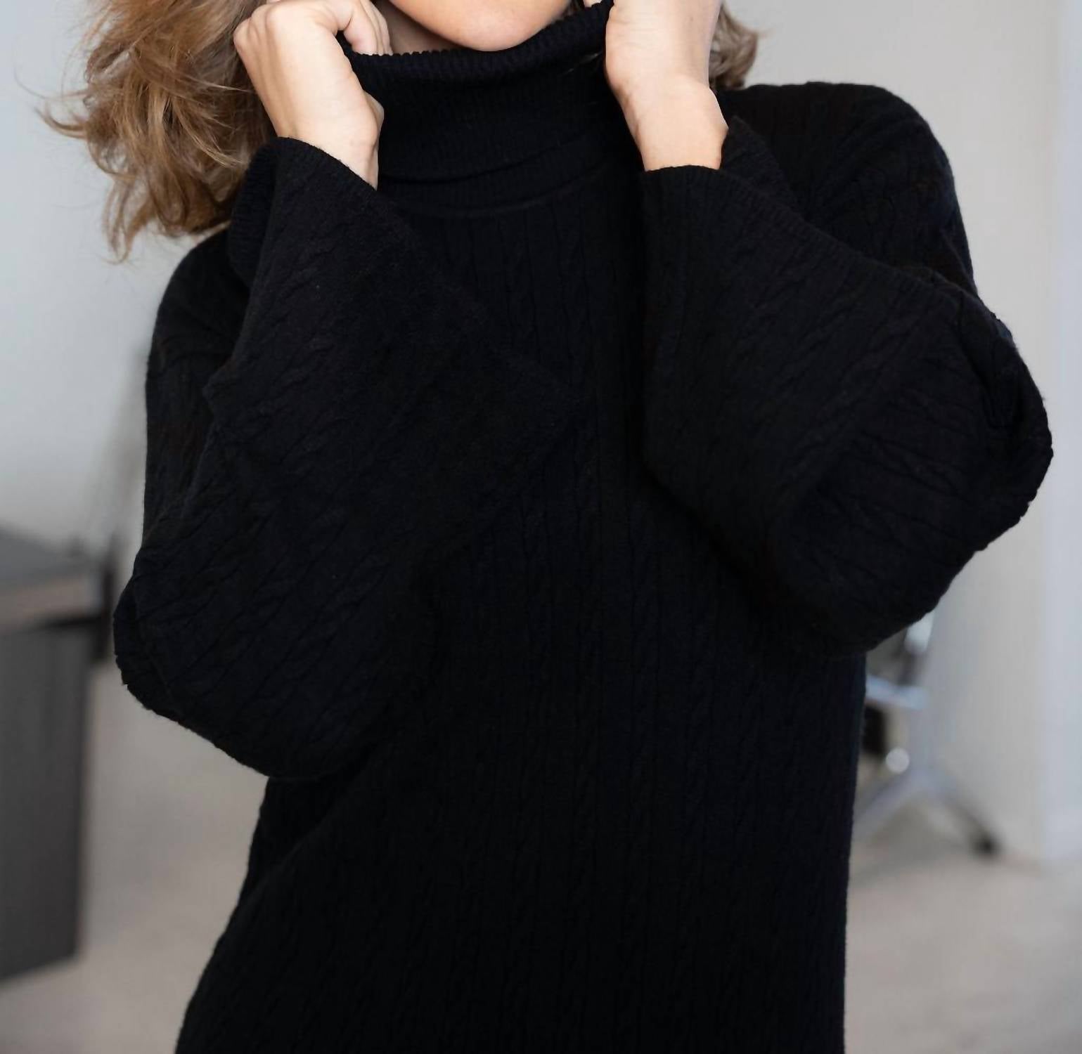 Mima Rosso - Cable Knit Bell Sleeve Dress - black - clothing - directbrandpartner