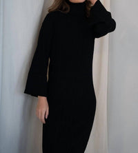 Mima Rosso - Cable Knit Bell Sleeve Dress - black - clothing - directbrandpartner