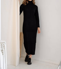 Mima Rosso - Cable Knit Bell Sleeve Dress - black - clothing - directbrandpartner