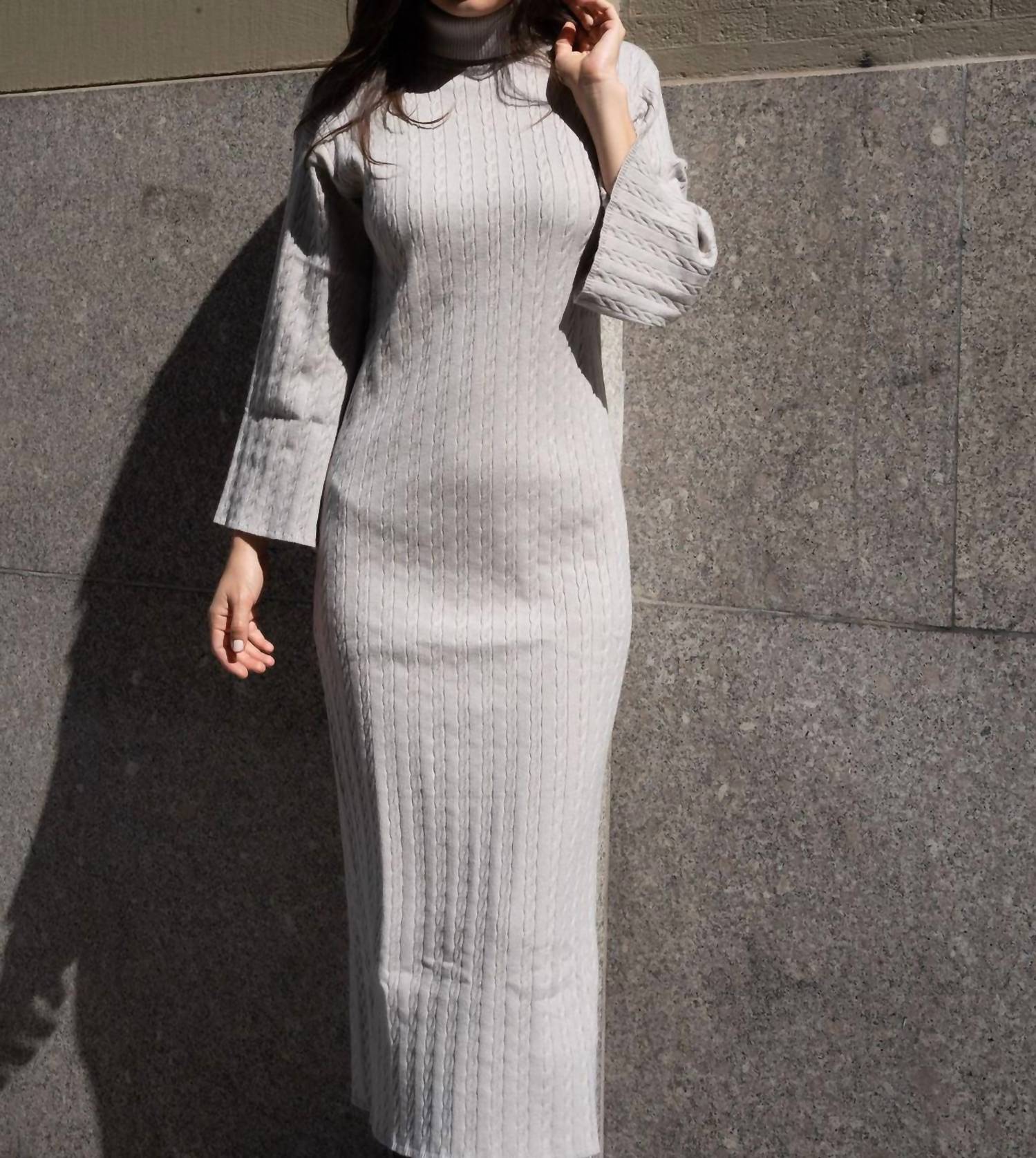 Mima Rosso - Cable Knit Bell Sleeve Dress - clothing - directbrandpartner - dresses