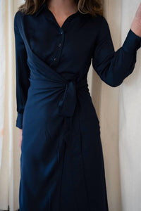 Mima Rosso - Faux Wrap Shirt Dress - blue - clothing - directbrandpartner