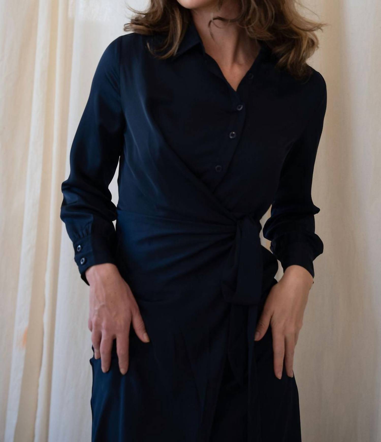 Mima Rosso - Faux Wrap Shirt Dress - blue - clothing - directbrandpartner