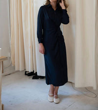 Mima Rosso - Faux Wrap Shirt Dress - blue - clothing - directbrandpartner