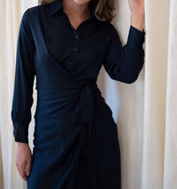 Mima Rosso - Faux Wrap Shirt Dress - blue - clothing - directbrandpartner