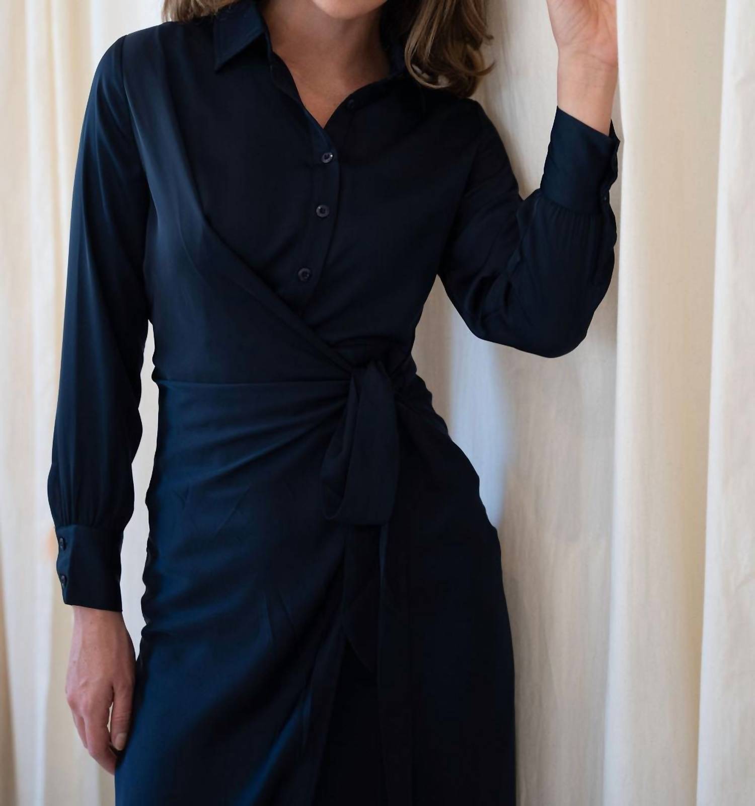 Mima Rosso - Faux Wrap Shirt Dress - blue - clothing - directbrandpartner