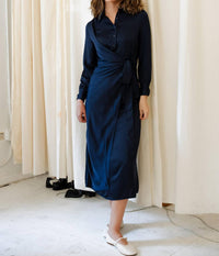 Mima Rosso - Faux Wrap Shirt Dress - blue - clothing - directbrandpartner