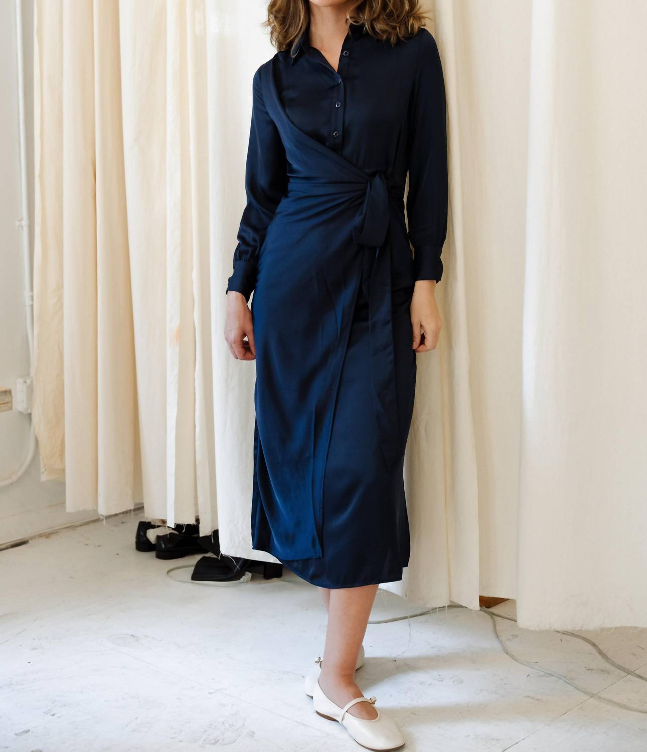 Mima Rosso - Faux Wrap Shirt Dress - blue - clothing - directbrandpartner