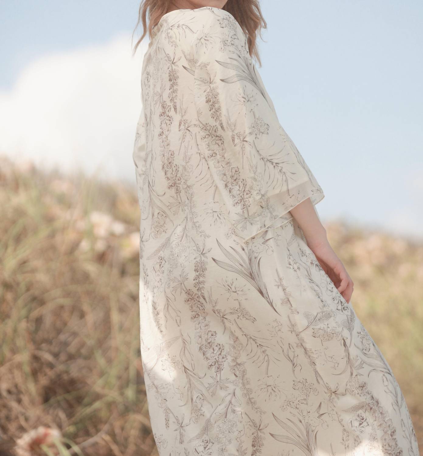 Mima Rosso - Flowy Toile Print Caftan Dress - clothing - cotton - blend - directbrandpartner