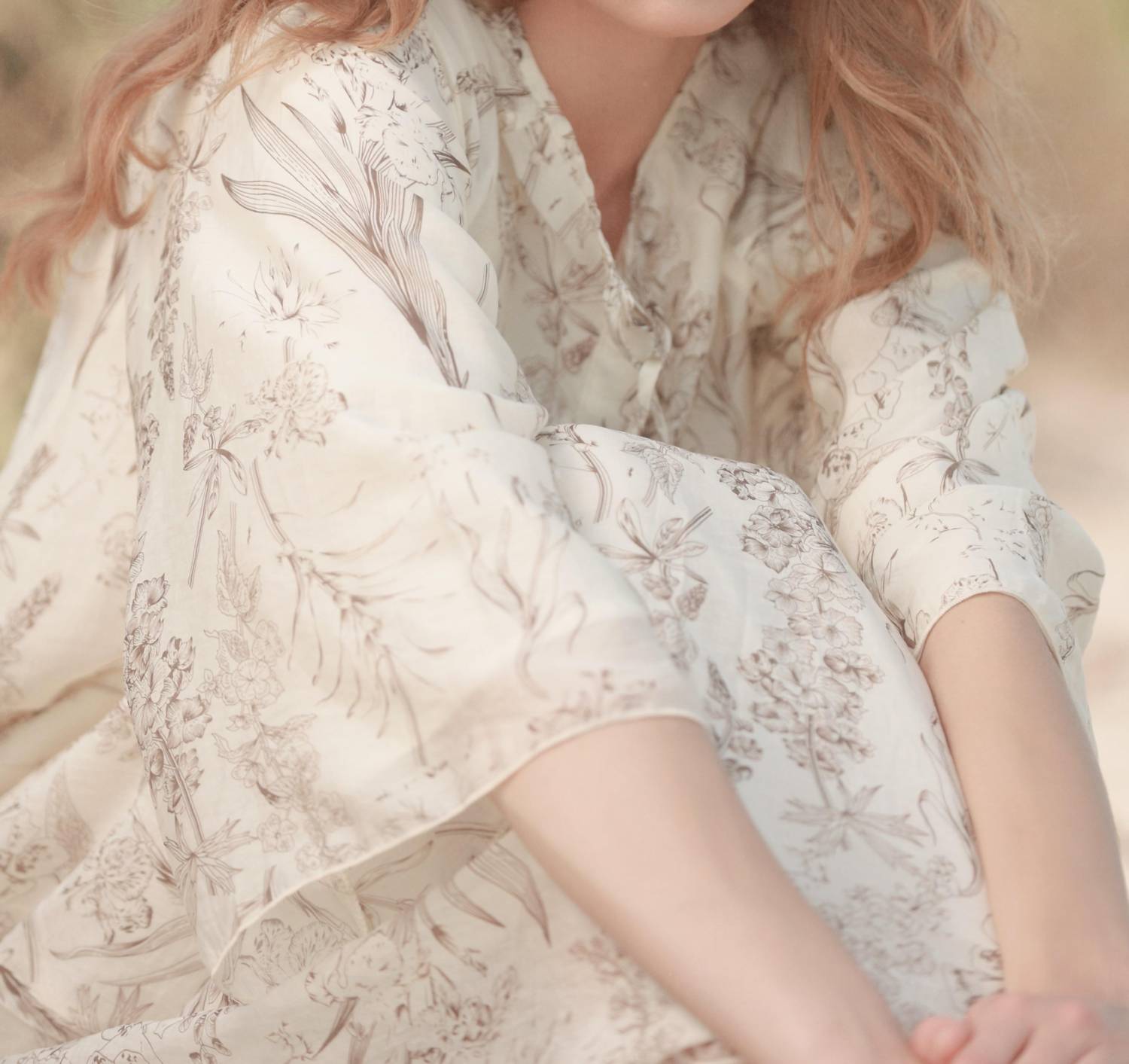 Mima Rosso - Flowy Toile Print Caftan Dress - clothing - cotton - blend - directbrandpartner