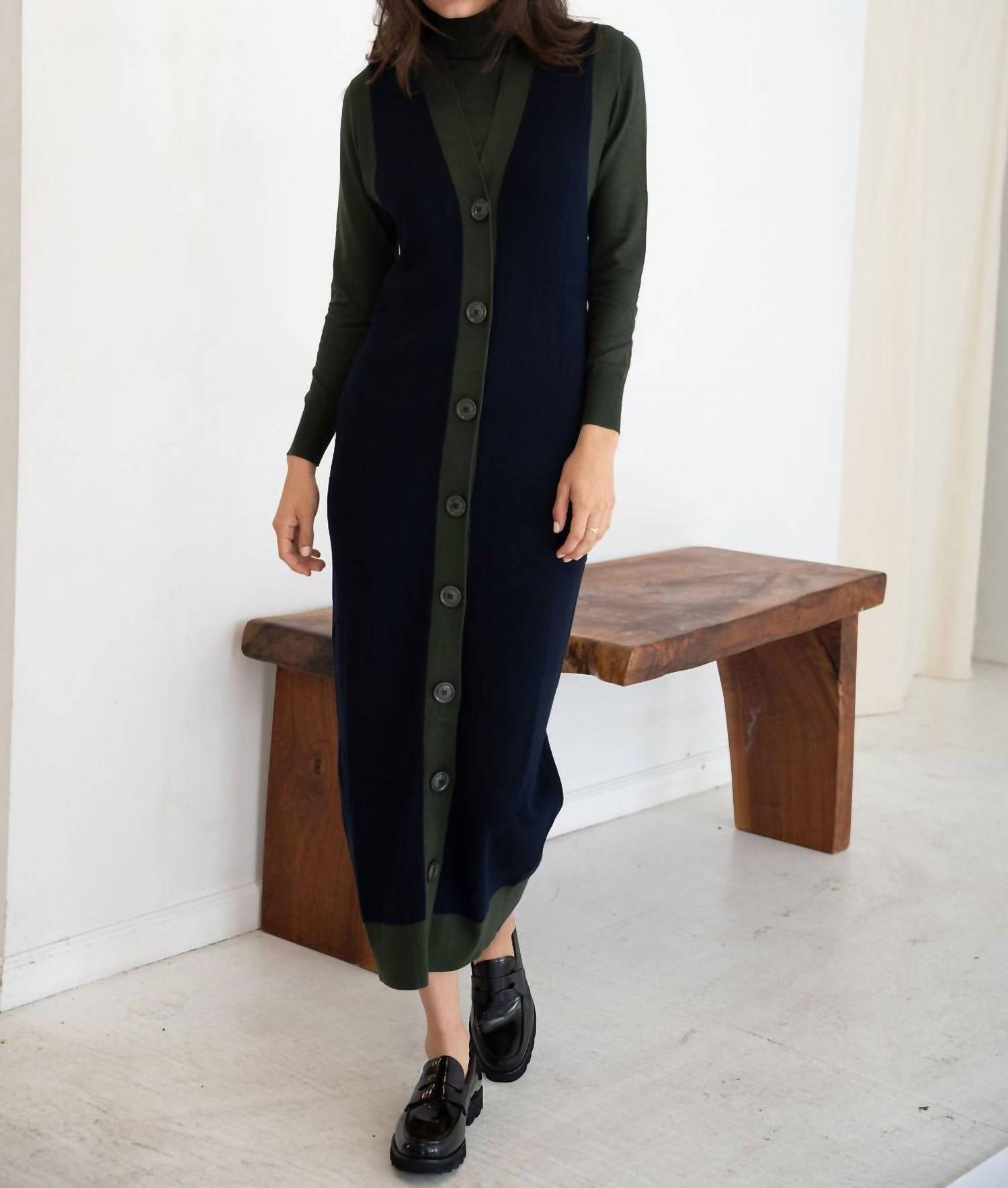 Mima Rosso - Green Knit Colorblock Vest Dress - clothing - directbrandpartner - green