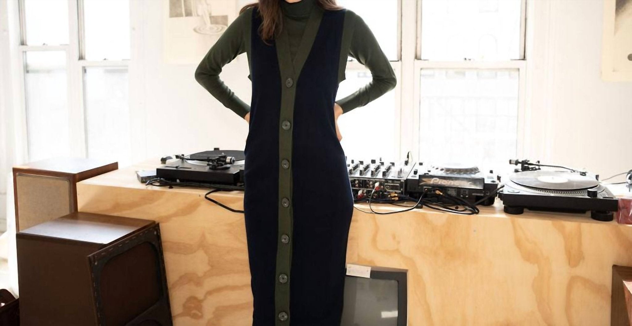 Mima Rosso - Green Knit Colorblock Vest Dress - clothing - directbrandpartner - green