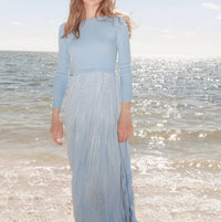 Mima Rosso - Knit Top Contrast Fabric Maxi Dress - blue - clothing - directbrandpartner