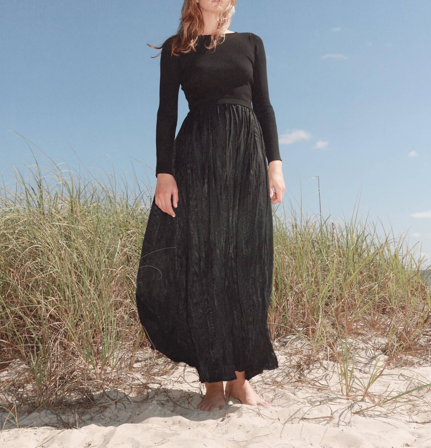 Mima Rosso - Knit Top Contrast Fabric Maxi Dress - black - clothing - directbrandpartner