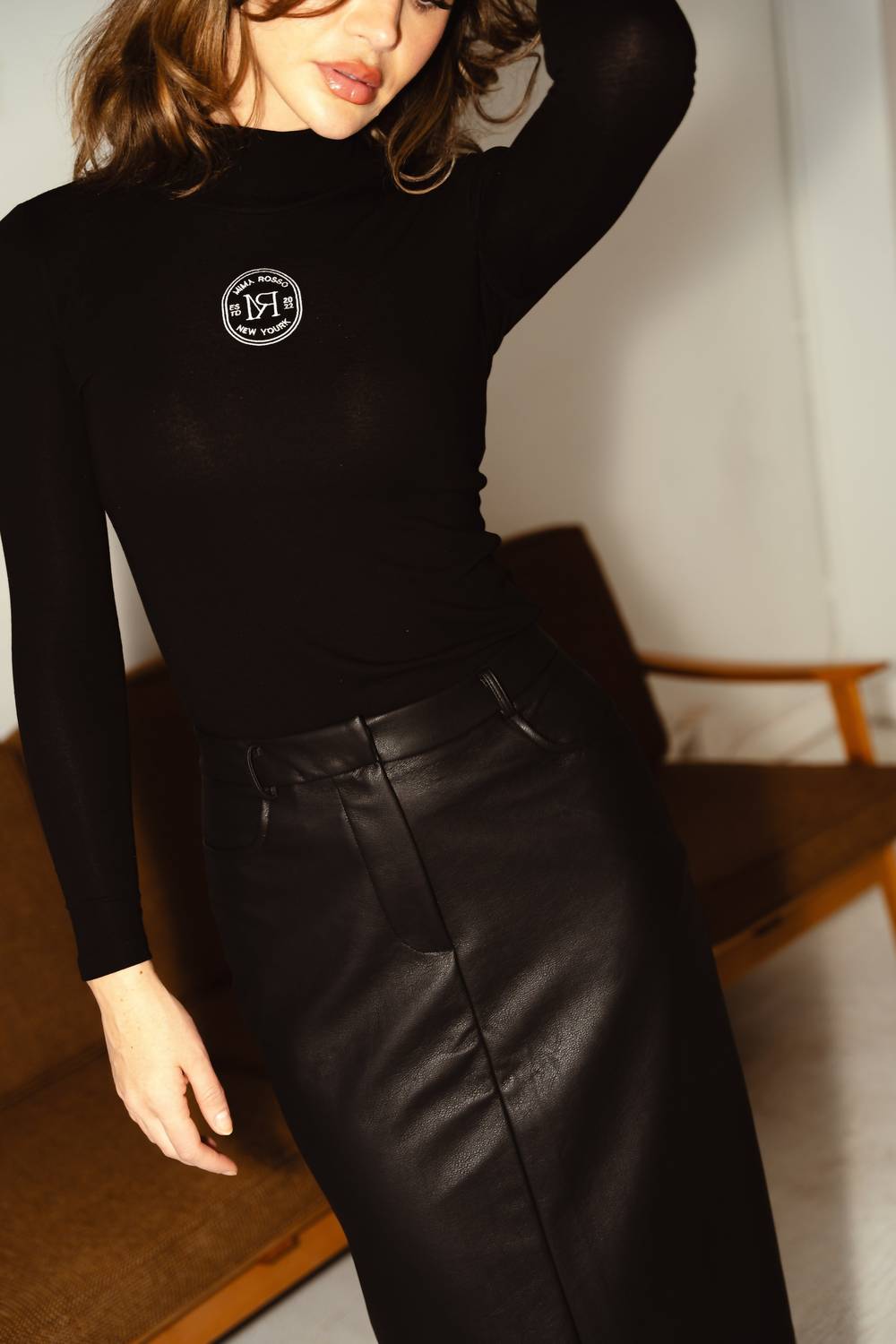 Mima Rosso - Leather Maxi Skirt - black - clothing - directbrandpartner