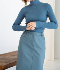 Mima Rosso - Leather Maxi Skirt - blue - clothing - directbrandpartner