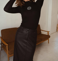 Mima Rosso - Leather Maxi Skirt - black - clothing - directbrandpartner