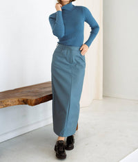 Mima Rosso - Leather Maxi Skirt - blue - clothing - directbrandpartner