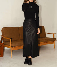 Mima Rosso - Leather Maxi Skirt - black - clothing - directbrandpartner
