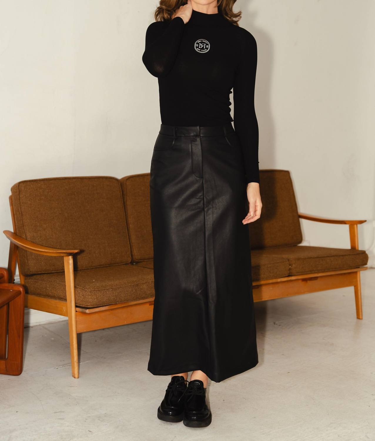Mima Rosso - Leather Maxi Skirt - black - clothing - directbrandpartner