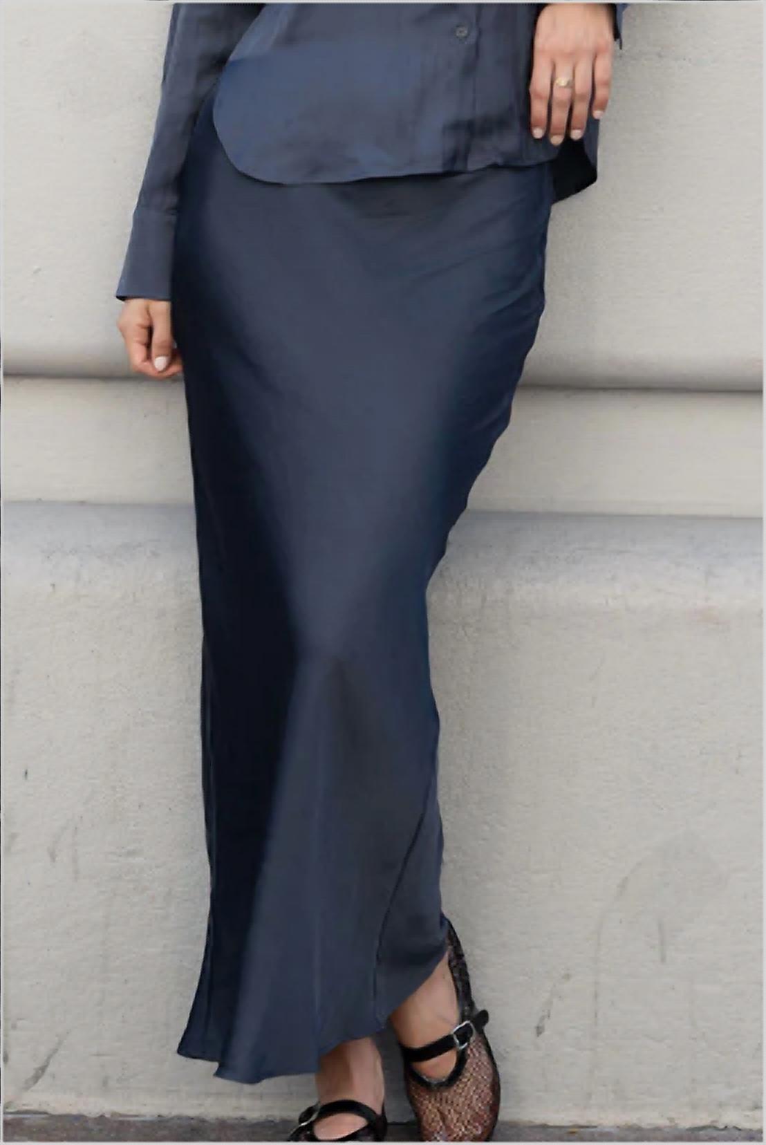 Mima Rosso - Maxi Slip Skirt - blue - clothing - directbrandpartner