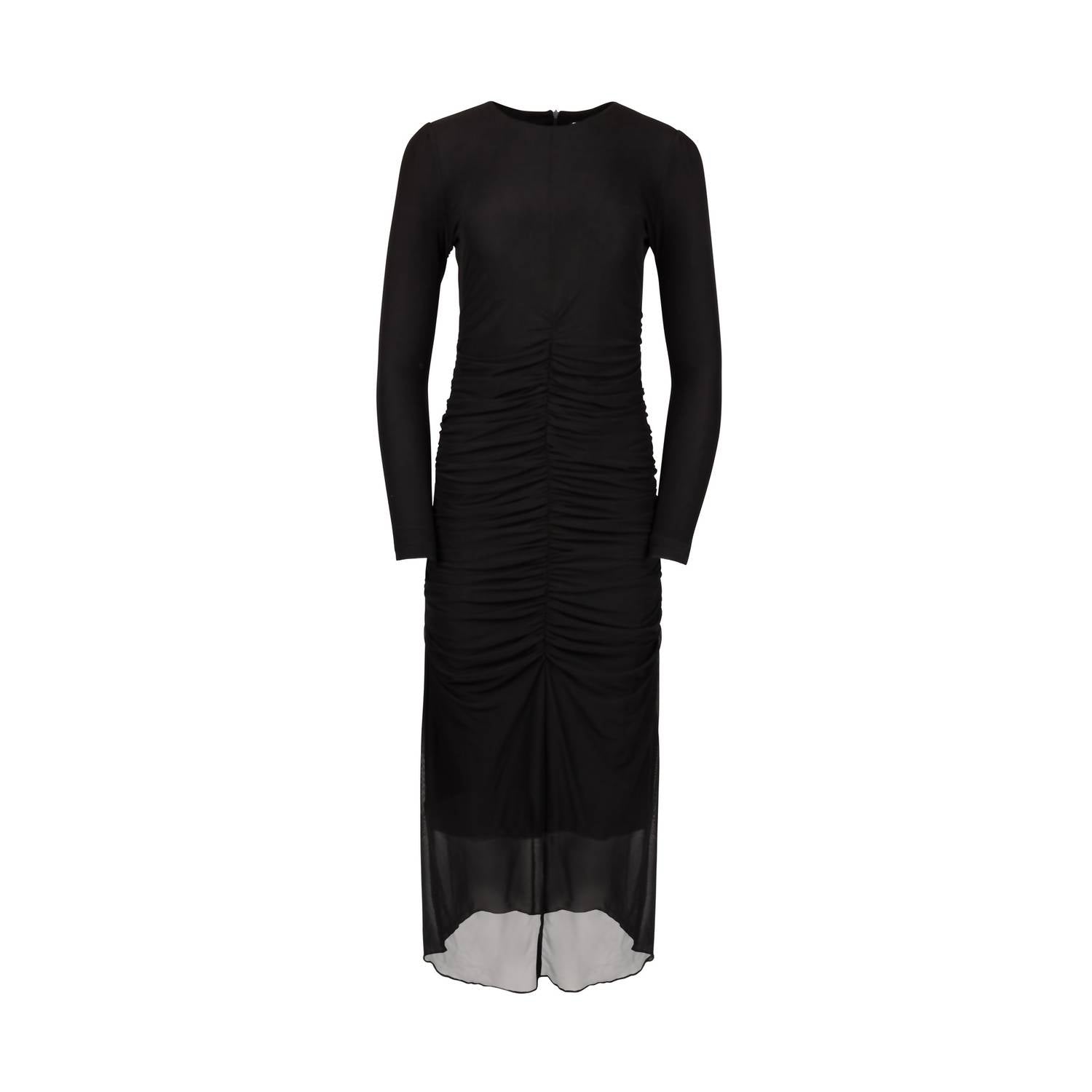 Mima Rosso - Mesh Center Front Ruched Dress - black - clothing - directbrandpartner