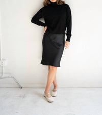 Mima Rosso - Petite Length Slip Skirt - black - clothing - directbrandpartner