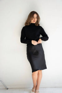 Mima Rosso - Petite Length Slip Skirt - black - clothing - directbrandpartner