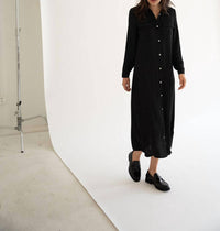 Mima Rosso - Satin Shirt Dress - black - clothing - directbrandpartner