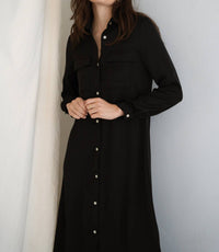 Mima Rosso - Satin Shirt Dress - black - clothing - directbrandpartner