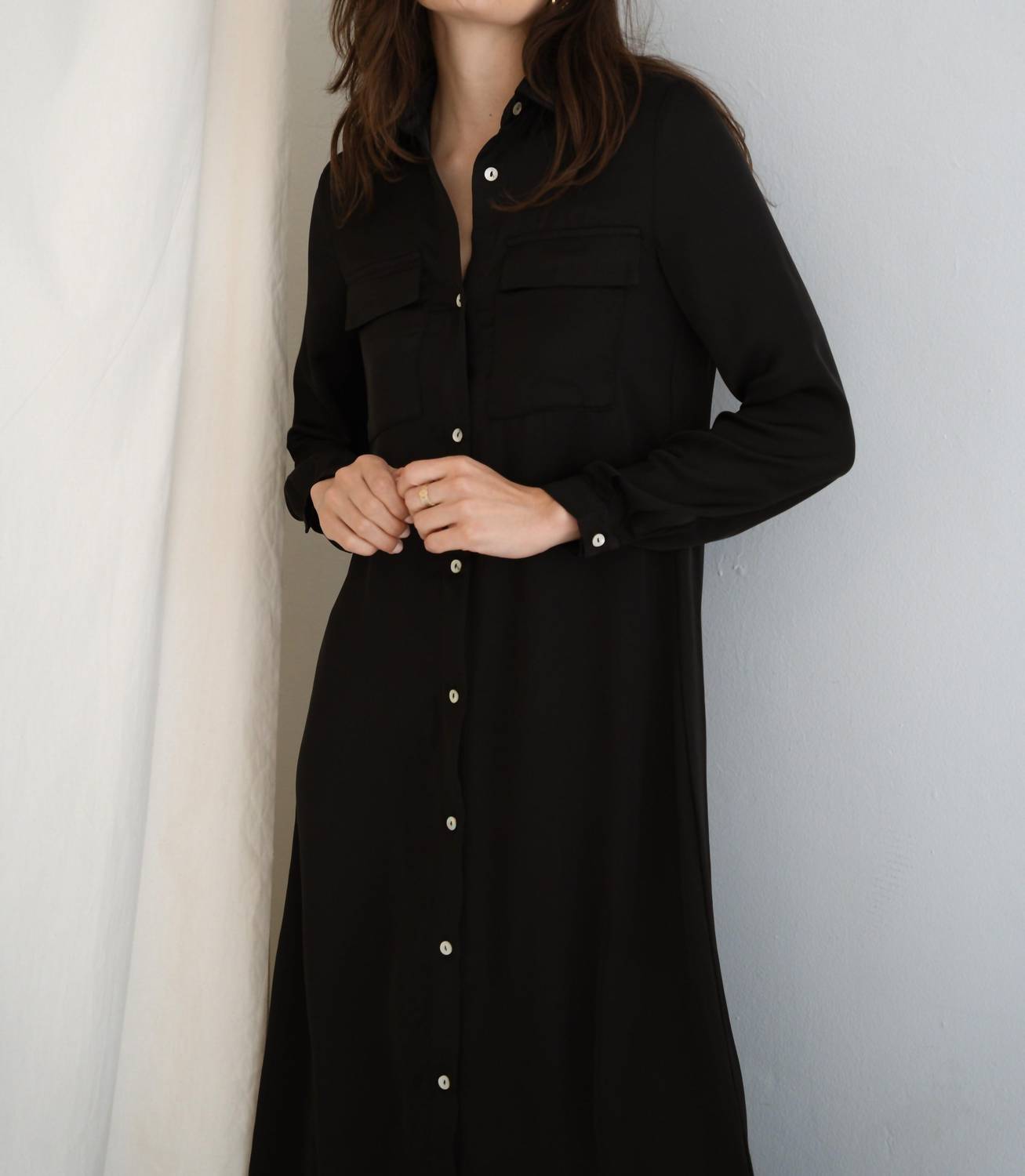 Mima Rosso - Satin Shirt Dress - black - clothing - directbrandpartner