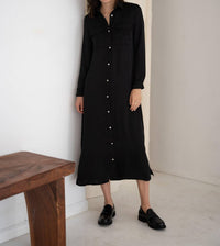 Mima Rosso - Satin Shirt Dress - black - clothing - directbrandpartner