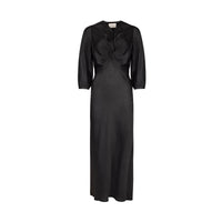Mima Rosso - Twist Front Silky Maxi Dress - black - clothing - directbrandpartner