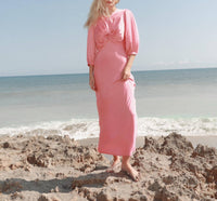 Mima Rosso - Twist Front Silky Maxi Dress - clothing - directbrandpartner - dresses